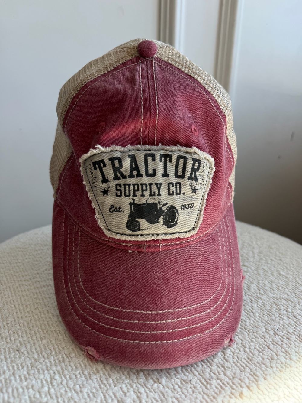 Tractor Supply Co. Red & Tan Vintage Patch Adjustable Snap Back Hat Cap